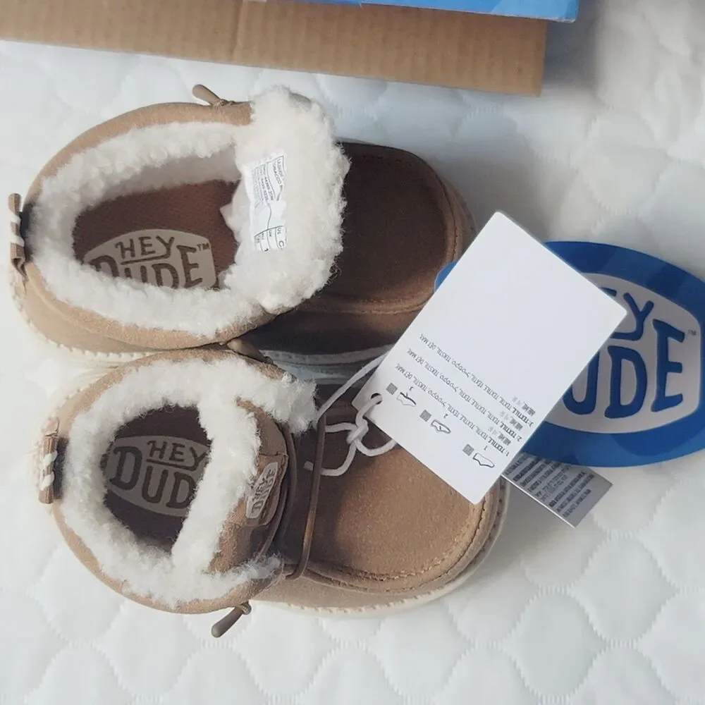 NWT Hey Dude Lil Dude Cozy Tobacco Brown Toddler Boots 44269-2DM Size C2
